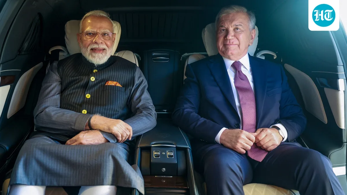In latest show of ‘car diplomacy’, PM Modi seen sharing a ride with Uzbekistan President