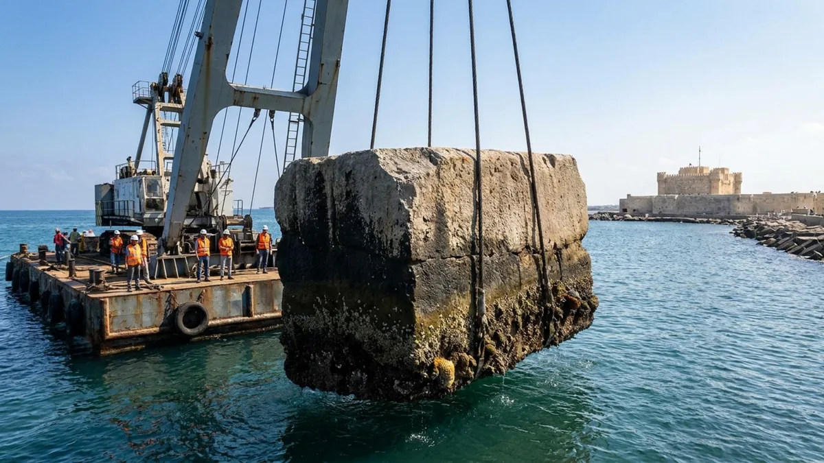 Após mais de 1.600 anos de história os arqueólogos retiram blocos de 80 toneladas de uma das sete maravilhas do mundo antigo