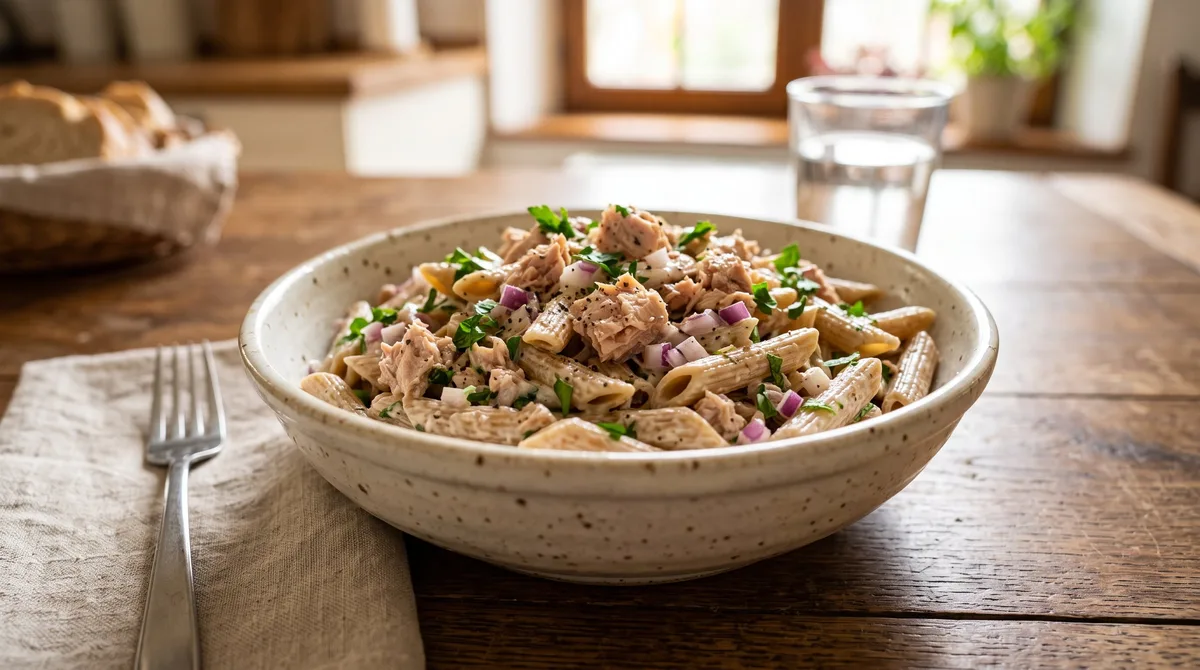 Ensalada de pasta y atún con salsa de yogur: la receta perfecta para hacer un plato rápido y mediterráneo en menos de media hora