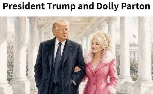 "Presidente Trump y Dolly Parton"; el mandatario norteamericano publica dibujo realista junto a la cantante