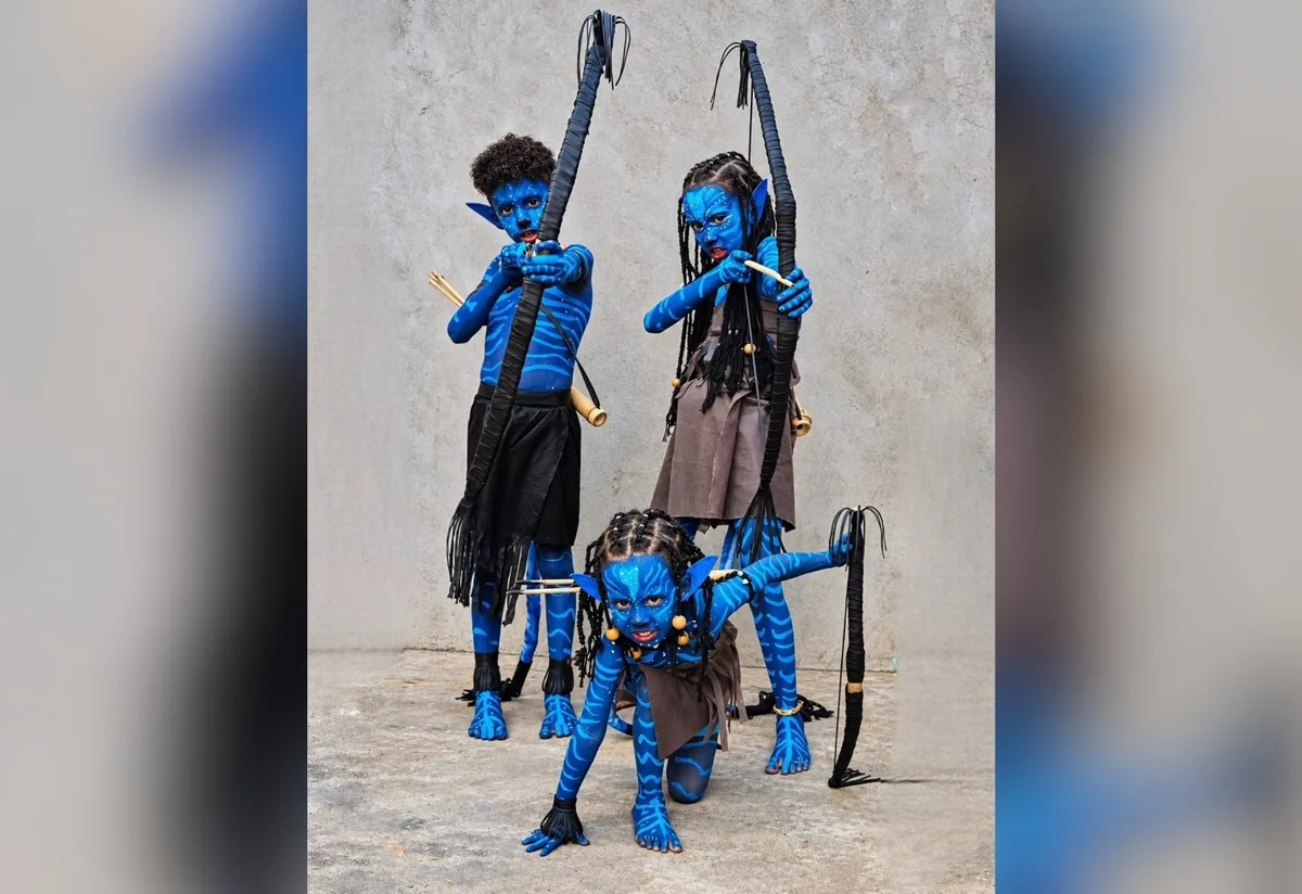 Pais levam brincadeira a sério e transformam filhos em personagens de Avatar para dia da fantasia; VÍDEO