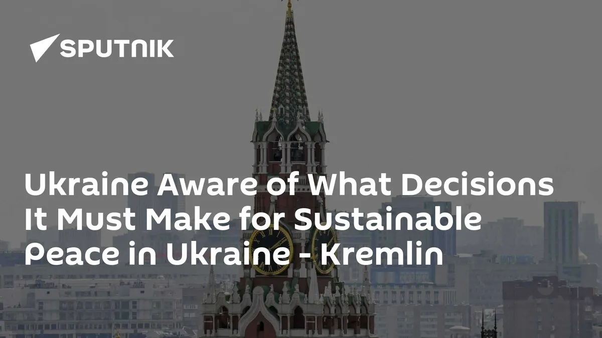 Ukraine Aware of What Decisions It Must Make for Sustainable Peace in Ukraine - Kremlin