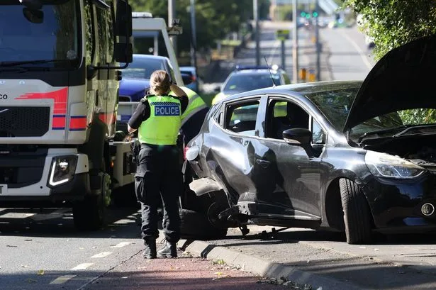 Police hunt driver as five-car crash near Gateshead stadium sees vehicle flip