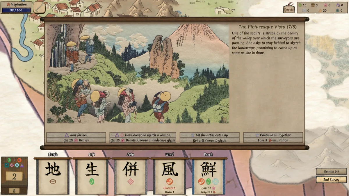 Learn kanji and rebuild a shattered world, one ukiyo-e print at a time