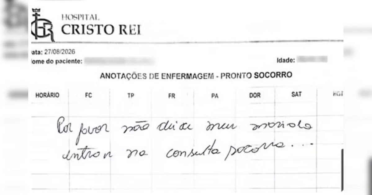 Mulher usa prontuário médico para pedir socorro e marido é preso em hospital no PR