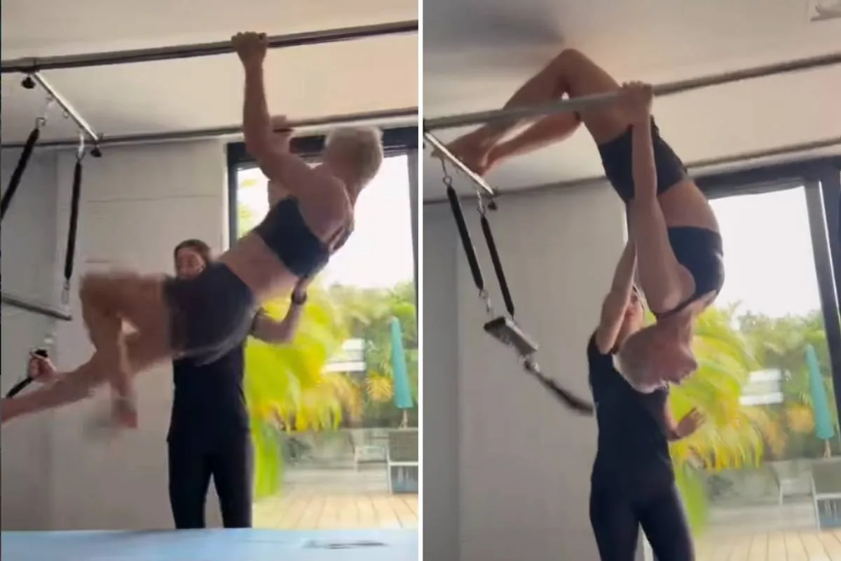 Xuxa mostra treino antes de pr�ximo show e brinca: 'Virilha ok'