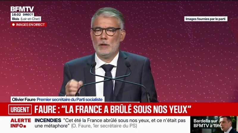 "L'heure du socialisme écologique a sonné", estime Olivier Faure qui propose de créer "un grand fond national et européen"
