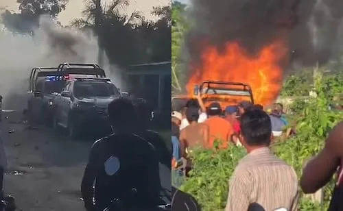 Queman patrullas e instalaciones de la delegación municipal de Cárdenas, Tabasco; pobladores exigen esclarecer muerte de motociclista