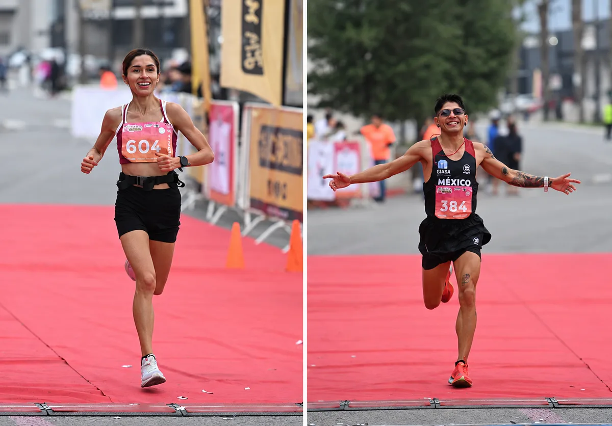 ¡Orgullo saltillense! Gerardo Armendáriz y Katia Ríos suben al podio del Maratón Saltillo 2026