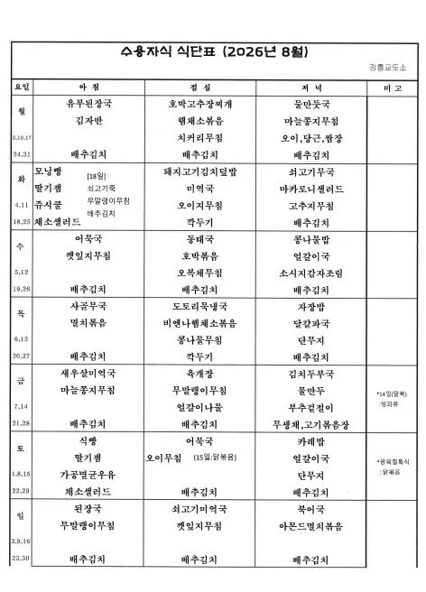 “광복절에 치킨·피자 특식?”…교도소 식단표에 네티즌 “피서 갔냐” 분통