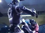 Man vs robot: Influencer takes on 6ft humanoid in a terrifying cage fight - and it doesn't end well for him