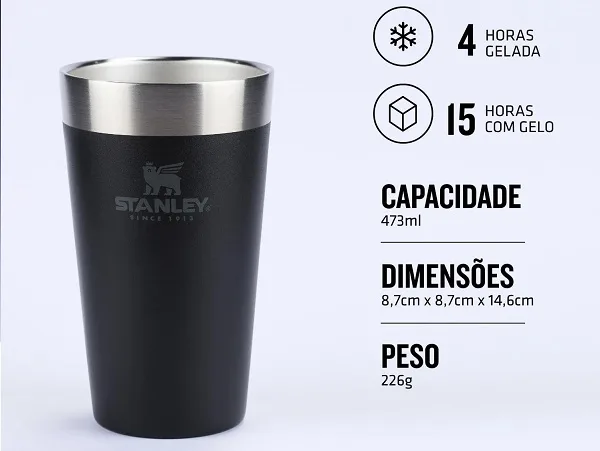 Copo Clássico Stanley com 33% OFF: mantém as bebidas geladas ou quentes por mais tempo