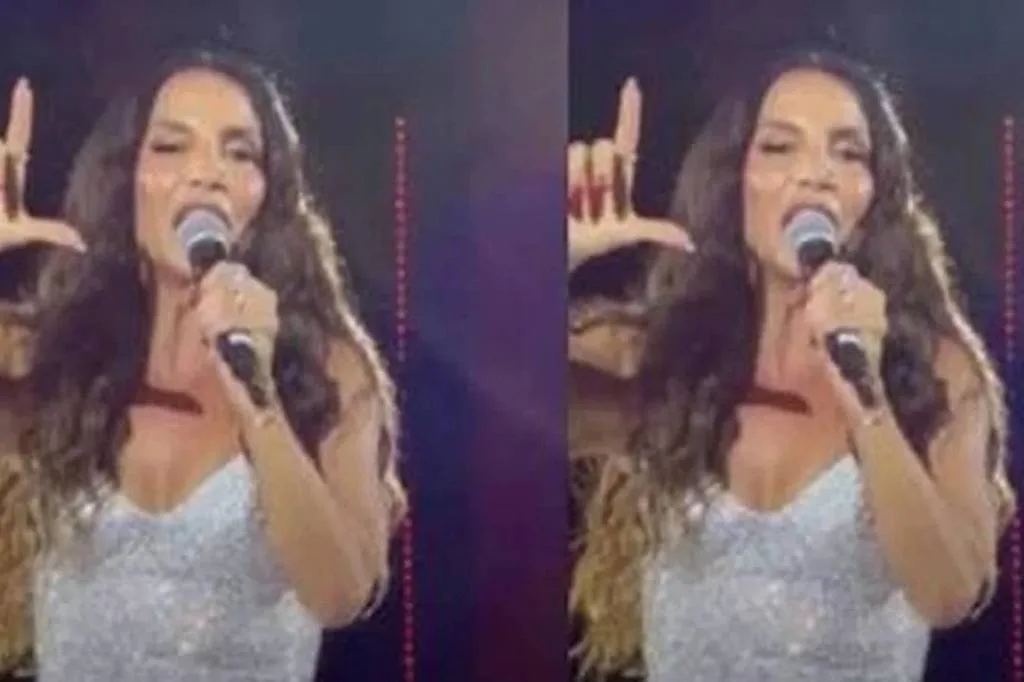 Ivete Sangalo faz 'L' com a mão após ouvir público gritando nome de Lula durante show