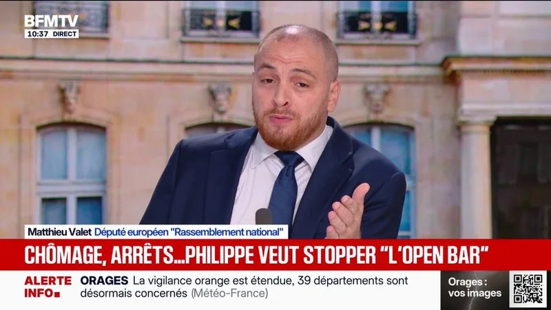 Réduction de la durée d'indemnisation du chômage: "Nous, on ne veut pas faire la guerre aux chômeurs, on veut faire la guerre au chômage", déclare Matthieu Valet, député européen RN
