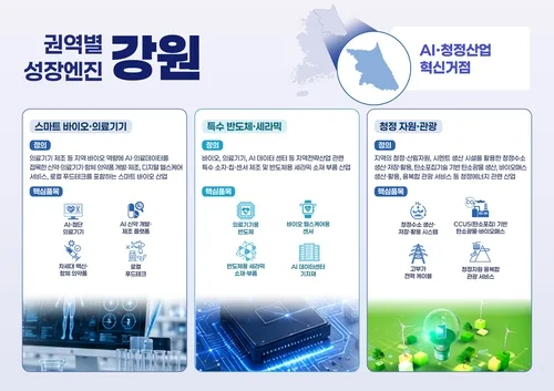 강원 3대 산업, '5극3특 성장엔진' 장착…AI·청정산업 거점도약
