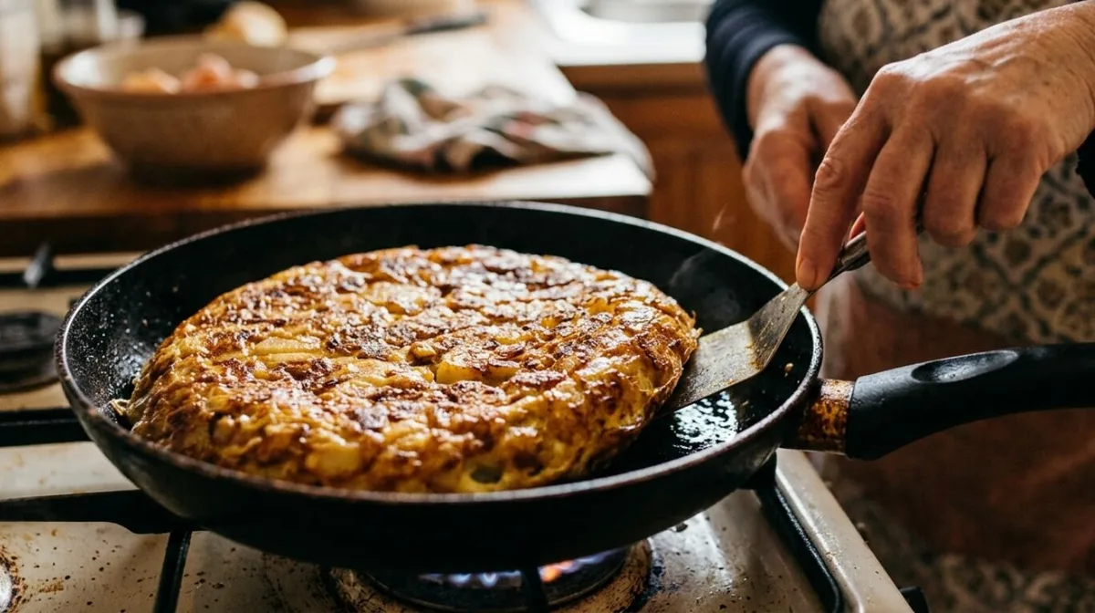 Trini, abuela cocinera: “Para despegar la tortilla, hay que darle un ligero balanceo y volcarla de golpe sobre un plato hondo”