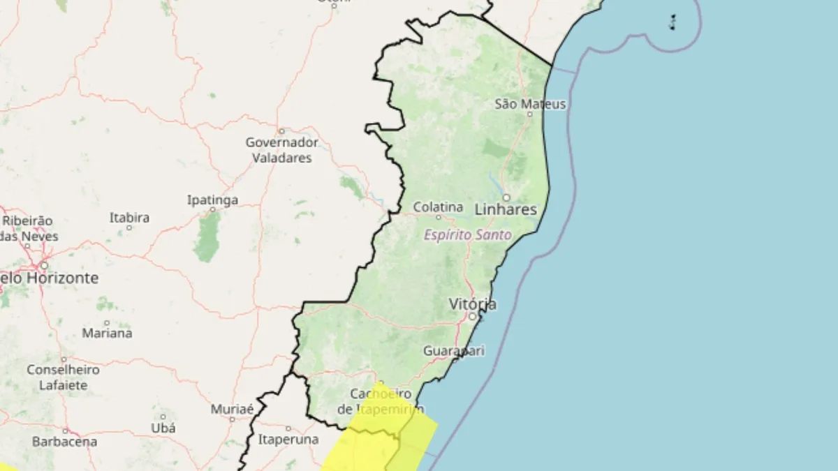 Cidades do ES recebem alerta amarelo de vendaval neste domingo; rajadas podem chegar a 60 km/h