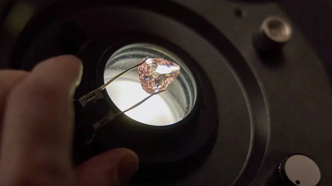 Raro diamante rosa é exibido em França 100 anos depois de ter sido roubado e escondido dentro de uma maçã