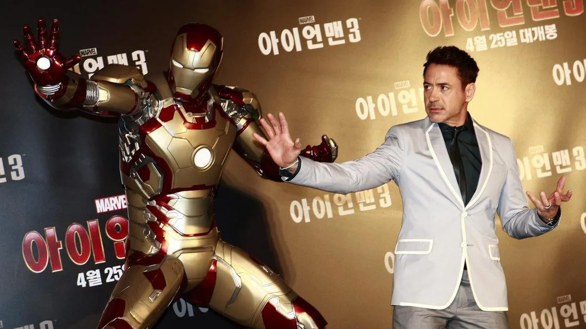Park life: Robert Downey Jr suits up as Iron Man again