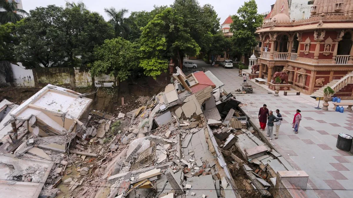 Three-storey building collapses at Swaminarayan temple premises in Prayagraj