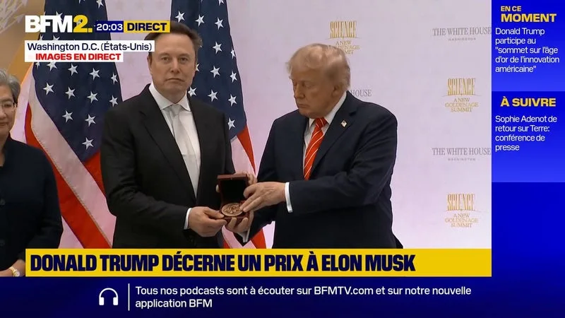 Donald Trump décerne la plus haute distinction scientifique au milliardaire Elon Musk