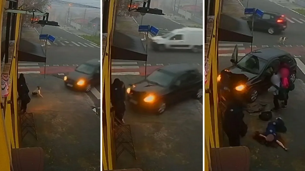 Mulher filmada tentando matar adolescentes jogando carro contra elas em calçada é presa no Paraná