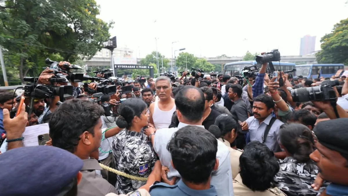 BRS leader KTR briefly detained during protest against Congress in Telangana