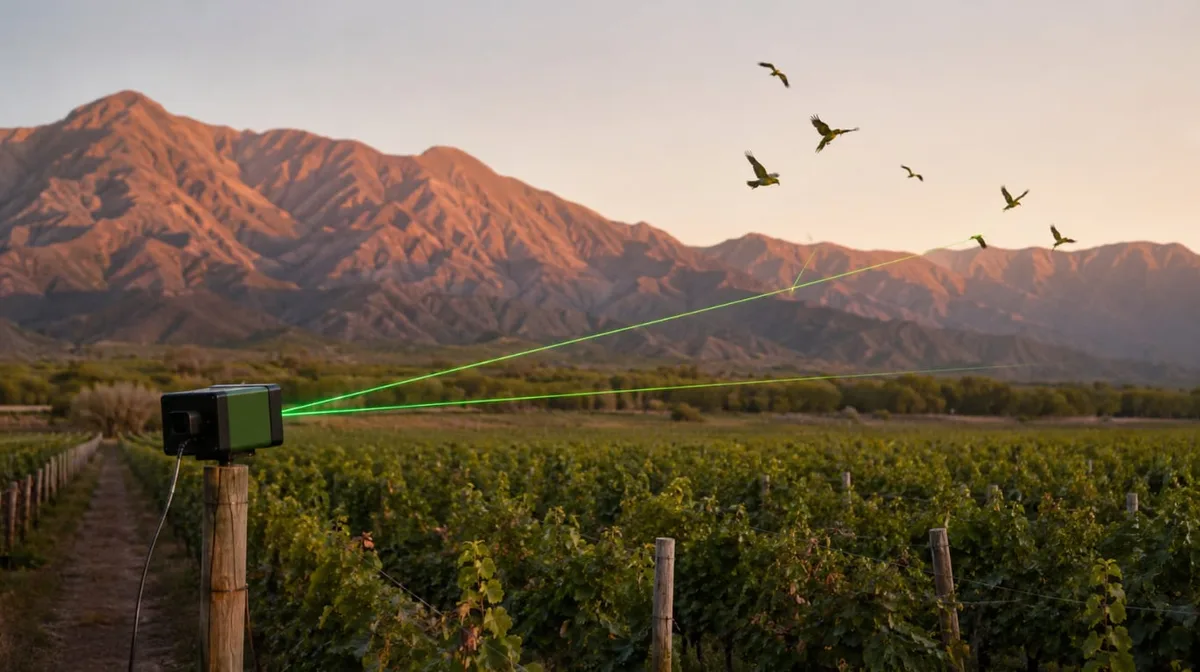 En Salta instalaron un láser para espantar loros de un viñedo de 20 hectáreas y lograron reducir un 90% los daños