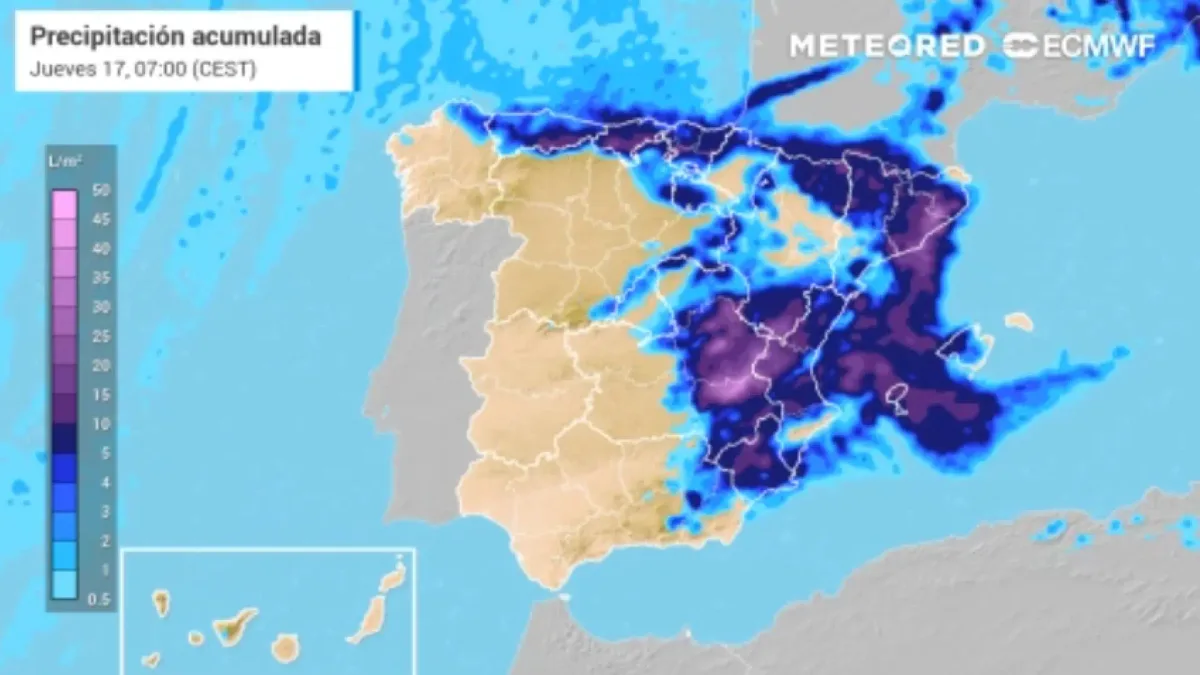 Lluvias torrenciales y tormentas ponen en alerta al Mediterráneo hasta el viernes: podrían caer 100 litros en pocas horas