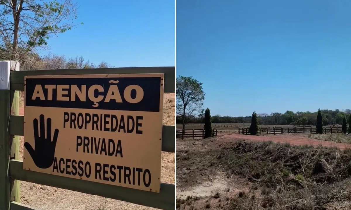 Mulher mostra detalhes da entrada de fazenda de Leonardo e brinca: ‘Tu é milionário, deixa mais chique’