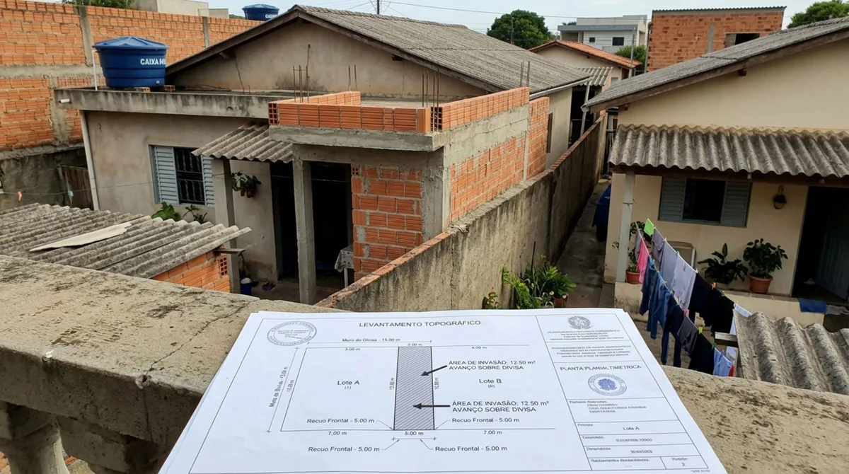 Família descobre que ampliação do vizinho deixou seu terreno menor do que aparece na matrícula, ele oferece dinheiro pela diferença e proprietários recusam acordo