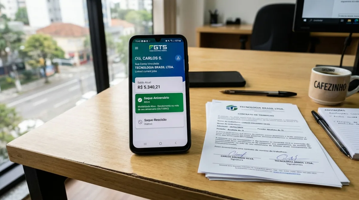 Trabalhador consegue novo emprego após aderir ao Saque-Aniversário, consulta o FGTS meses depois e descobre que opção anterior também alcança a nova conta