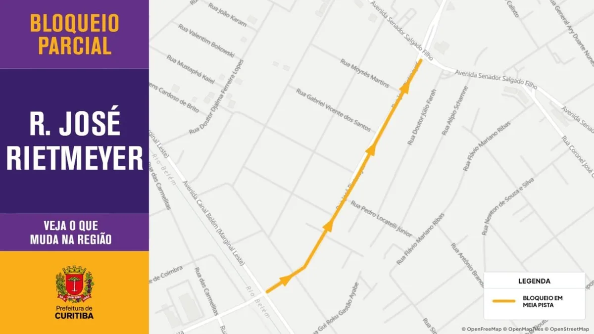 Rua José Rietmeyer, em Curitiba, sofre bloqueio para obras