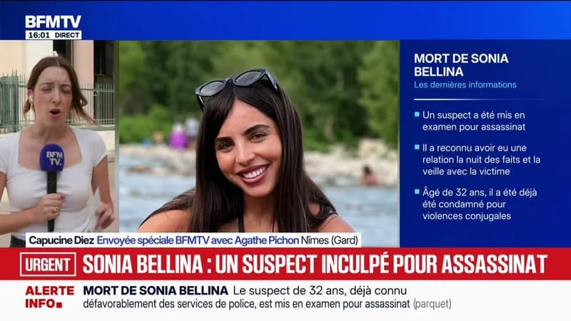 Mort de Sonia Bellina: le suspect de 32 ans mis en examen pour assassinat