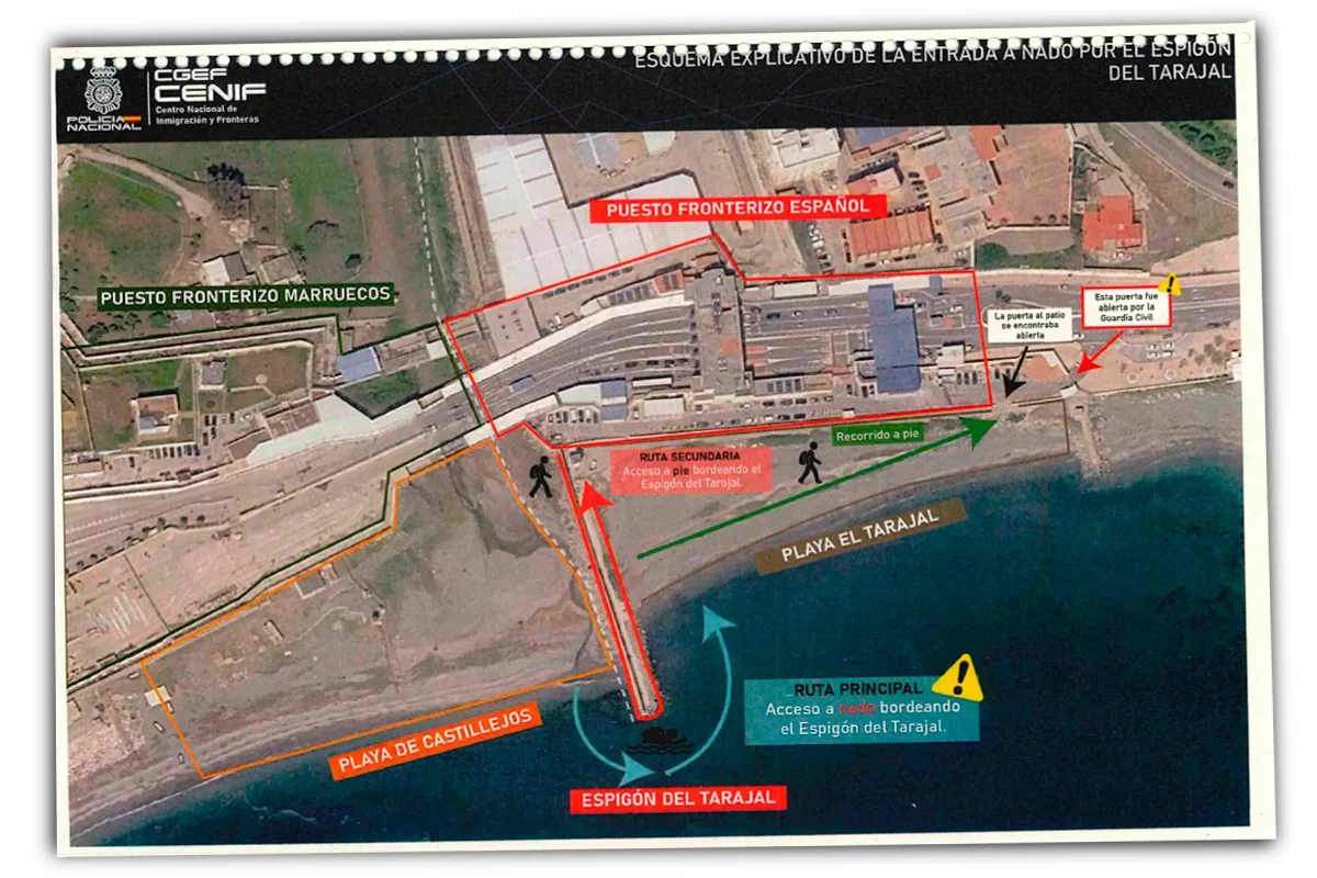 Los textuales del informe policial sobre la invasión de Ceuta: "planificación previa", "guiado activo de las Fuerzas marroquíes" y operativa "fuera del alcance" de las mafias