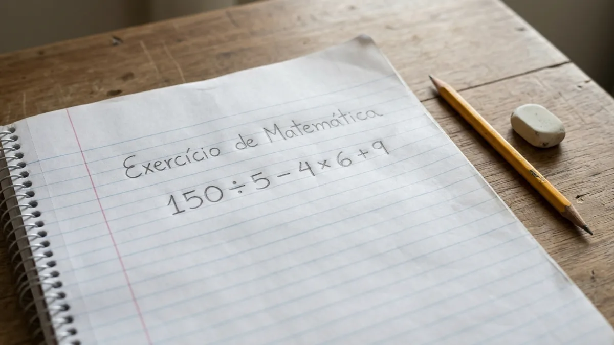 Uma conta de quatro operações separa quem lembra da regra básica do ensino fundamental: 150 ÷ 5 – 4 × 6 + 9