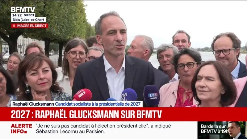 "Je vais chasser l'esprit de défaite de la gauche", déclare Raphaël Glucksmann, candidat socialiste à l'élection présidentielle, lors des journées d'été du PS à Blois
