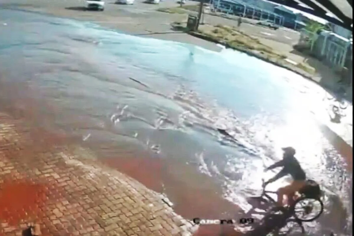 WATCH | Not a pothole: water-filled hole swallows Klerksdorp cyclist