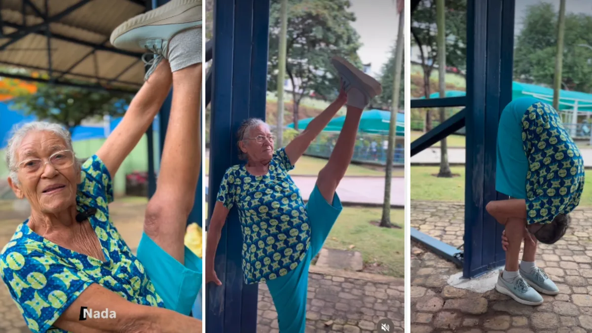 Idosa de 84 anos surpreende com flexibilidade em academia de Vitória
