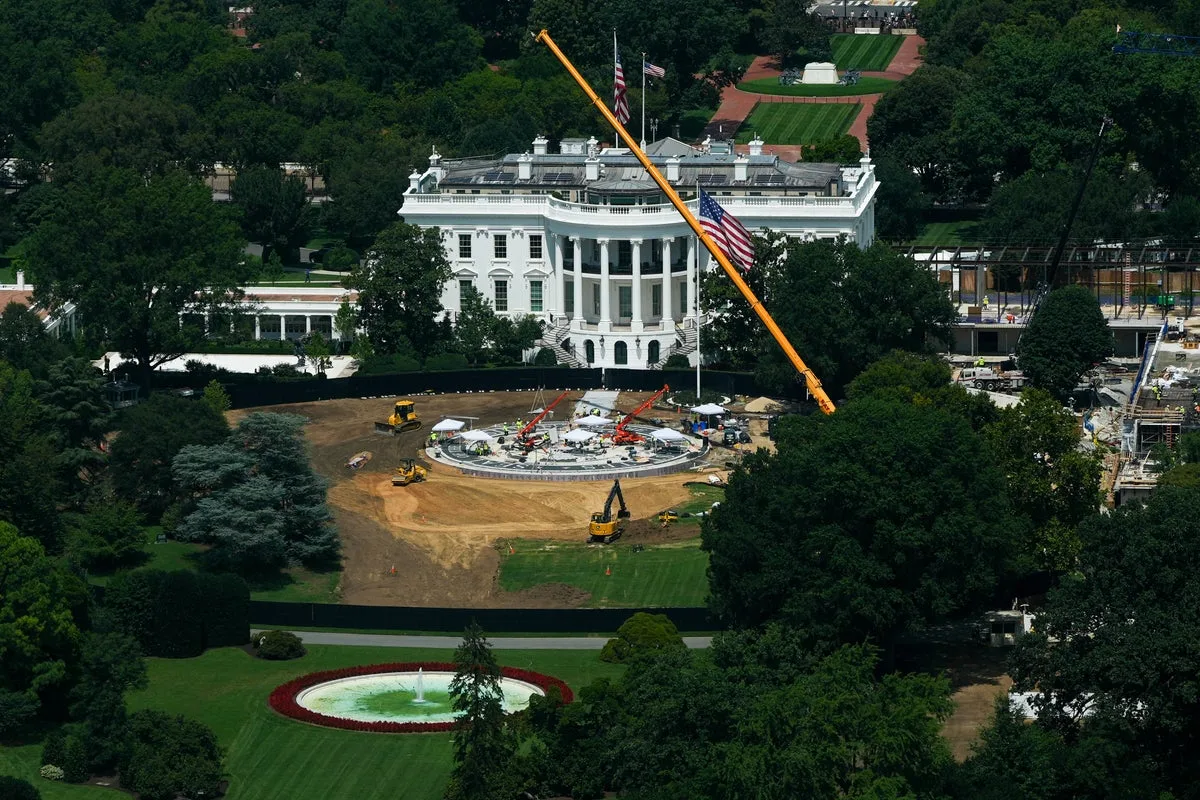 The Latest: Supreme Court chief justice allows White House ballroom renovation to continue for now