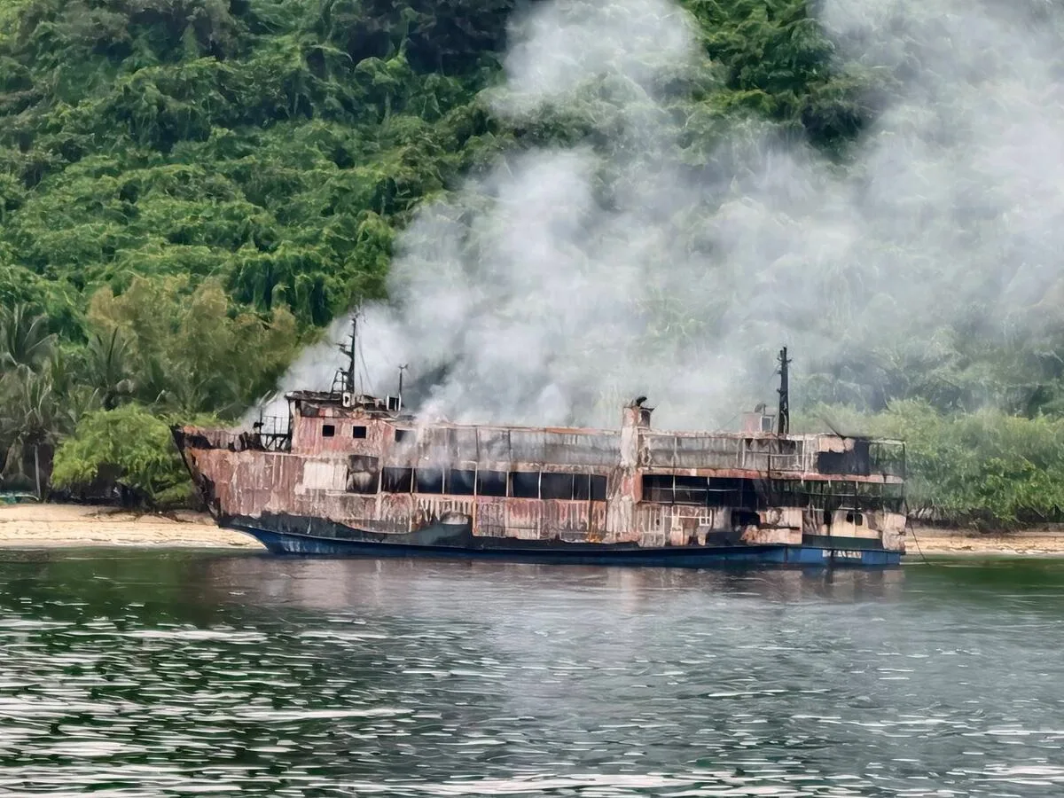 Smoke from charred ferry in Philippines hampers search efforts for 84 people missing