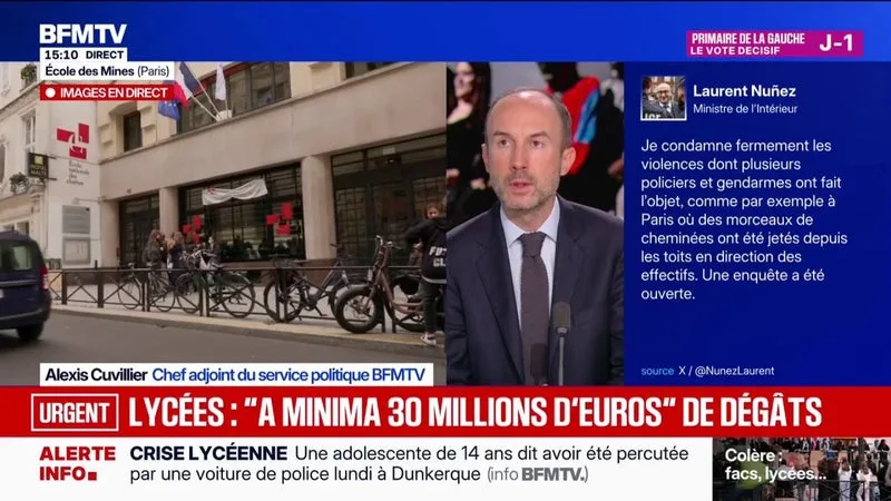 Le mouvement lycéen connaît une "nette décélération" et les dégâts en marge des manifestations ont coûté "a minima 30 millions d'euros", selon une source proche de l'exécutif.