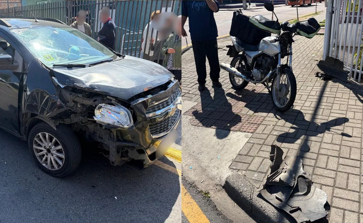 Colisão entre carro e moto deixa jovem de 20 anos ferido e motorista admite ter bebido, em Curitiba