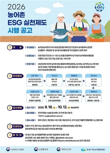 정부, 내달 12일까지 농어촌 ESG 우수 기업·기관 모집