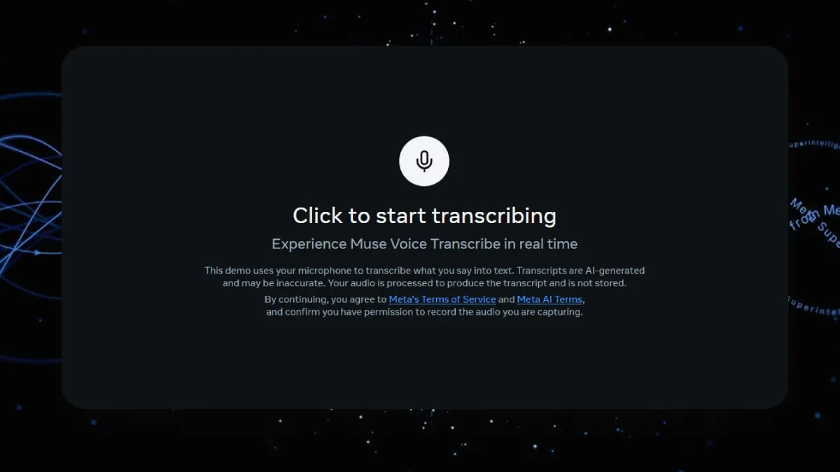 Meta Launches Muse Voice Transcribe With Support for 5 Indian and 70+ Global Languages