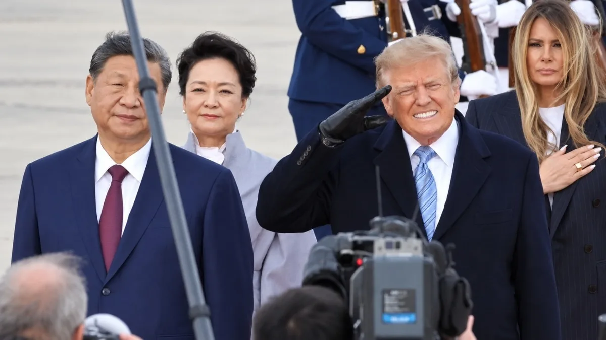 Watch: Trump winces as B-1 bombers roar overhead, Xi beside him stays unfazed