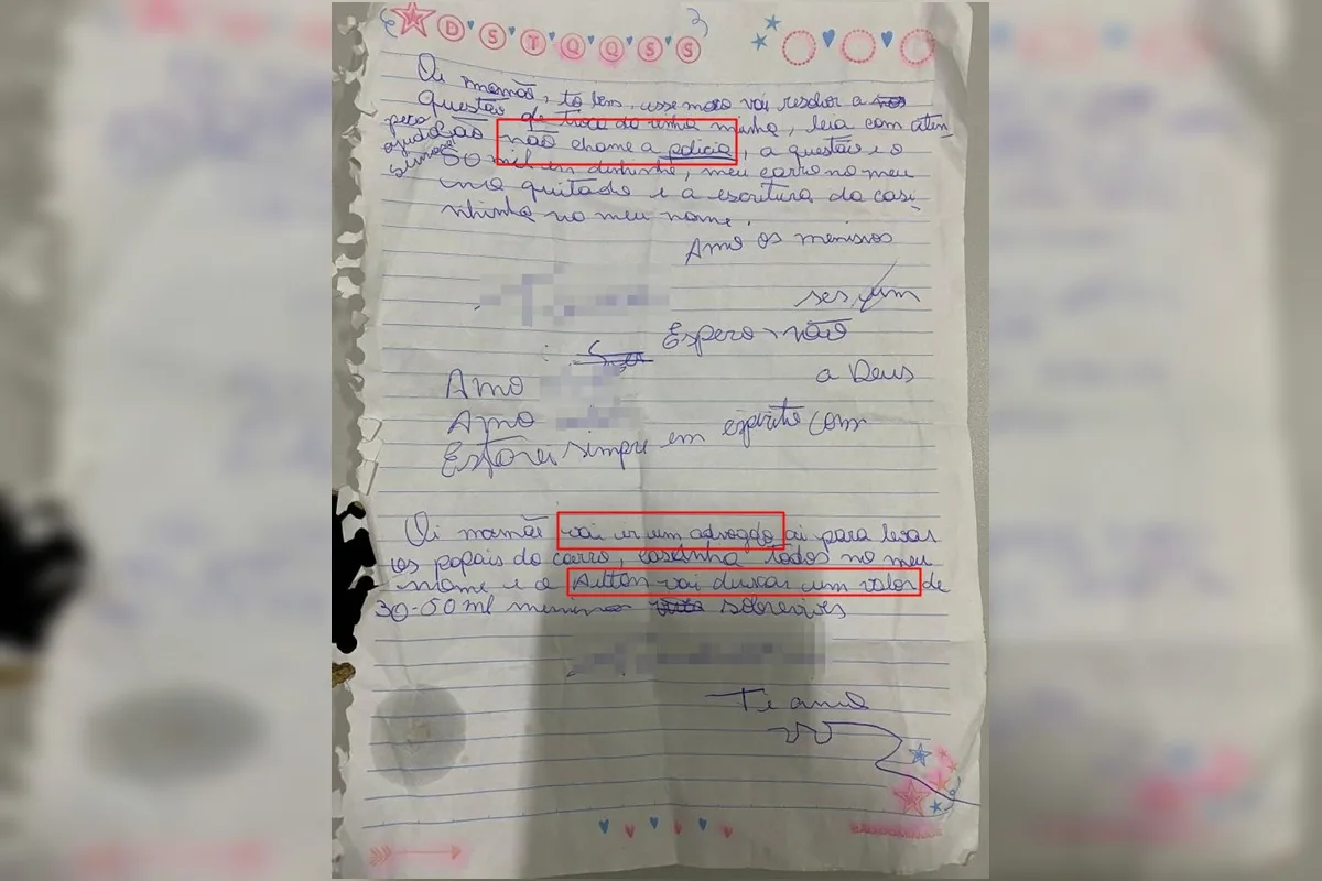 "Não chame a polícia": mulher encarcerada por ex escreveu carta à mãe