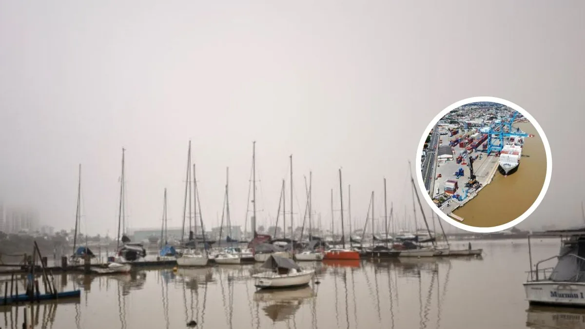 Correnteza forte interrompe navegação no Porto de Itajaí após temporal e preocupa durante cheia do rio em SC