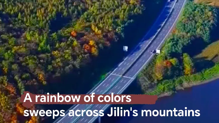 A rainbow of colors sweeps across Jilin's mountains