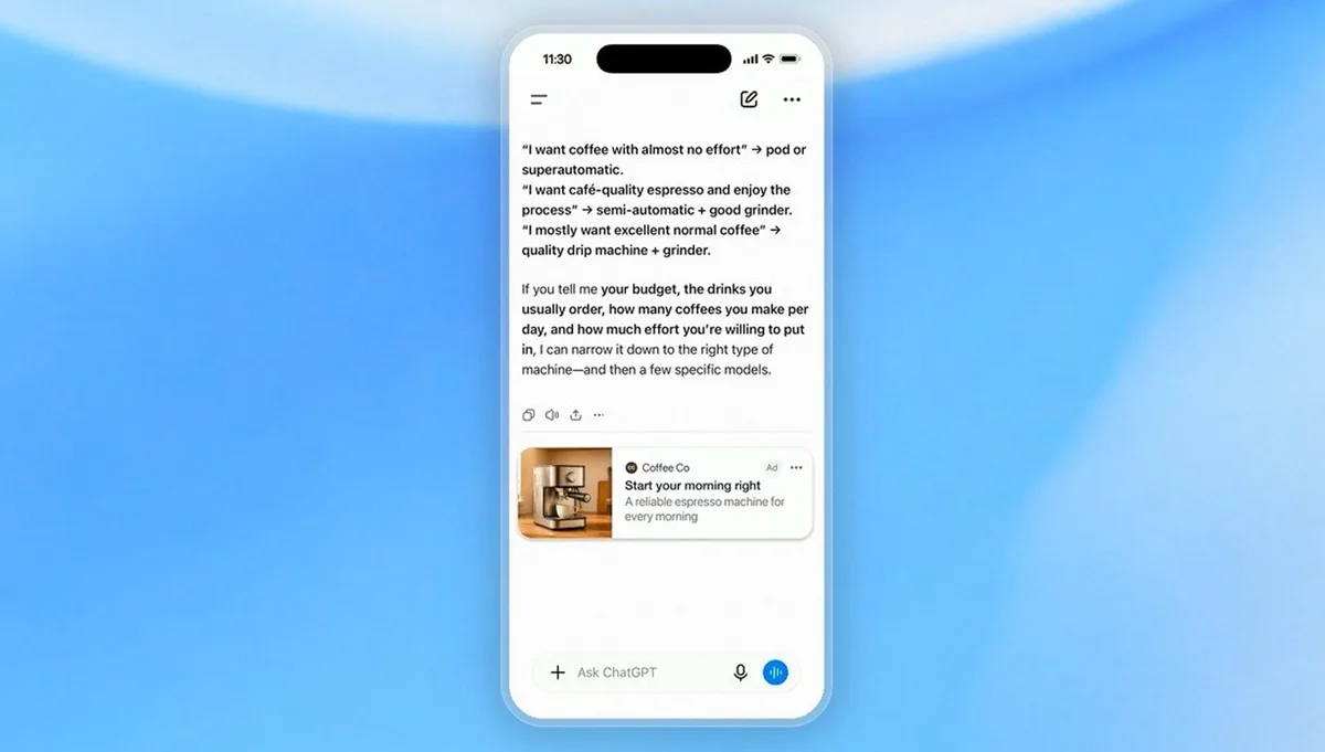 ChatGPT comenzará a mostrar anuncios en España y otros 30 países europeos a partir de la próxima semana